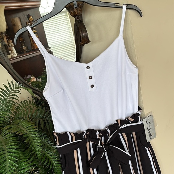 Brand New J for Justify Romper Striped Shorts w/ White Spaghetti Strap Tank Top - Picture 10 of 15